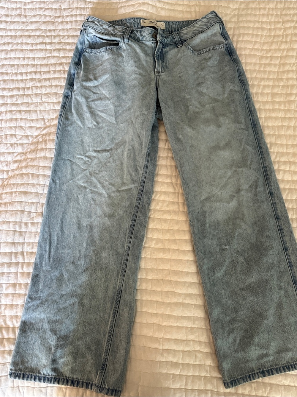 Hollister Light Blue Curvy Low-Rise Wide Leg Jeans